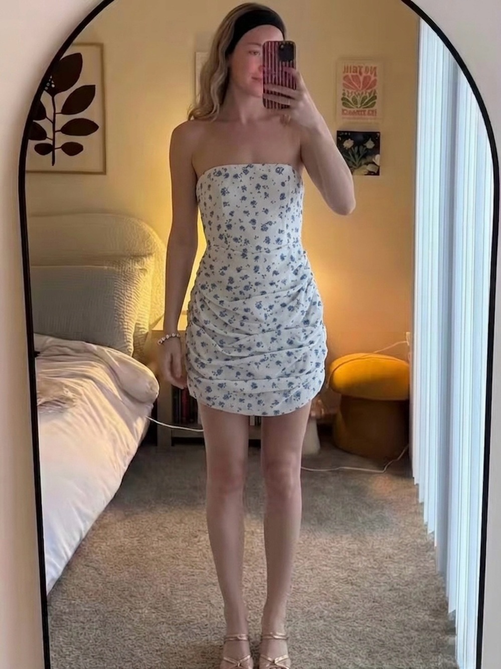 For Love & Lemons Marina Beaded Mini Dress In Blue Size Small NWT